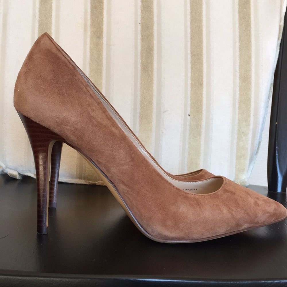 Brown suede heels